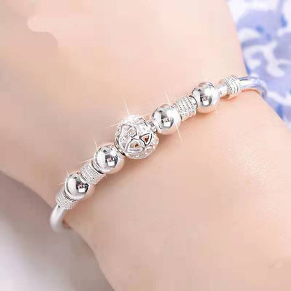 New Korean Fashion 925 Sterling Silver Lucky beads Bangles for women bracelets Luxury Designer party wedding jewelry gifts