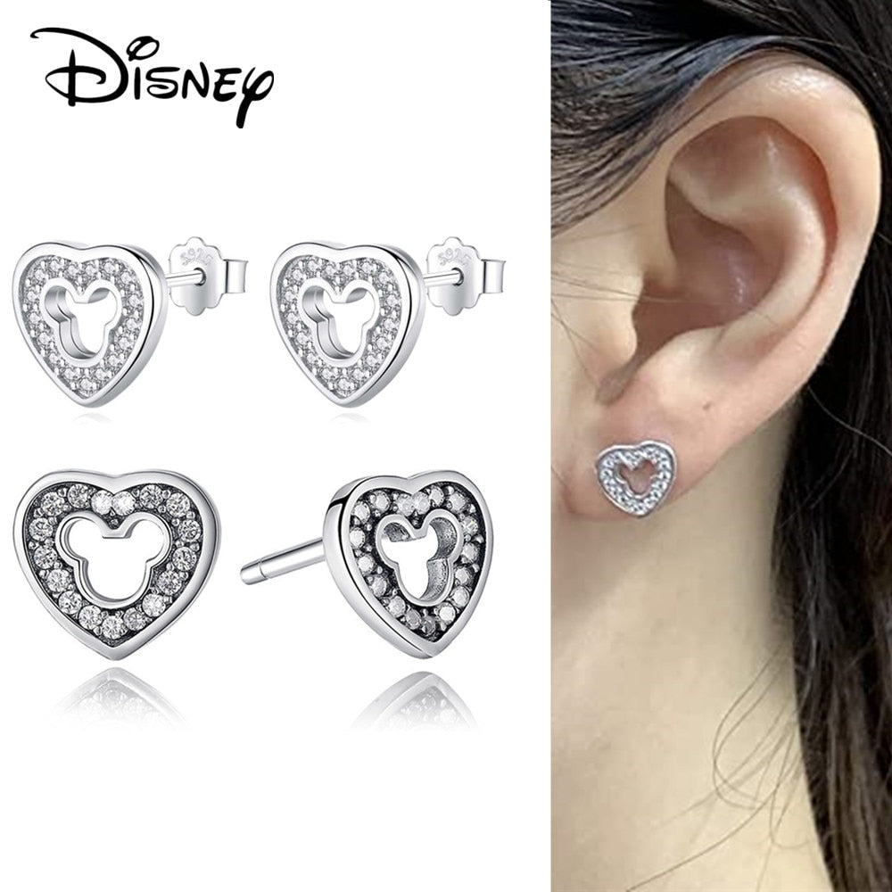 Disney Mickey Mouse Earring 925 Silver Heart Earring Pumpkin Coach Stud Earrings Silver Women Star Butterfly Earrings Jewelry