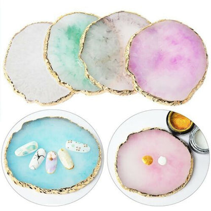 Wholesale Round Resin Agate Stone Nail Color Palette Gel Polish Pallet Mixing Paint Plate Manicure For Nails Art Display Shelf