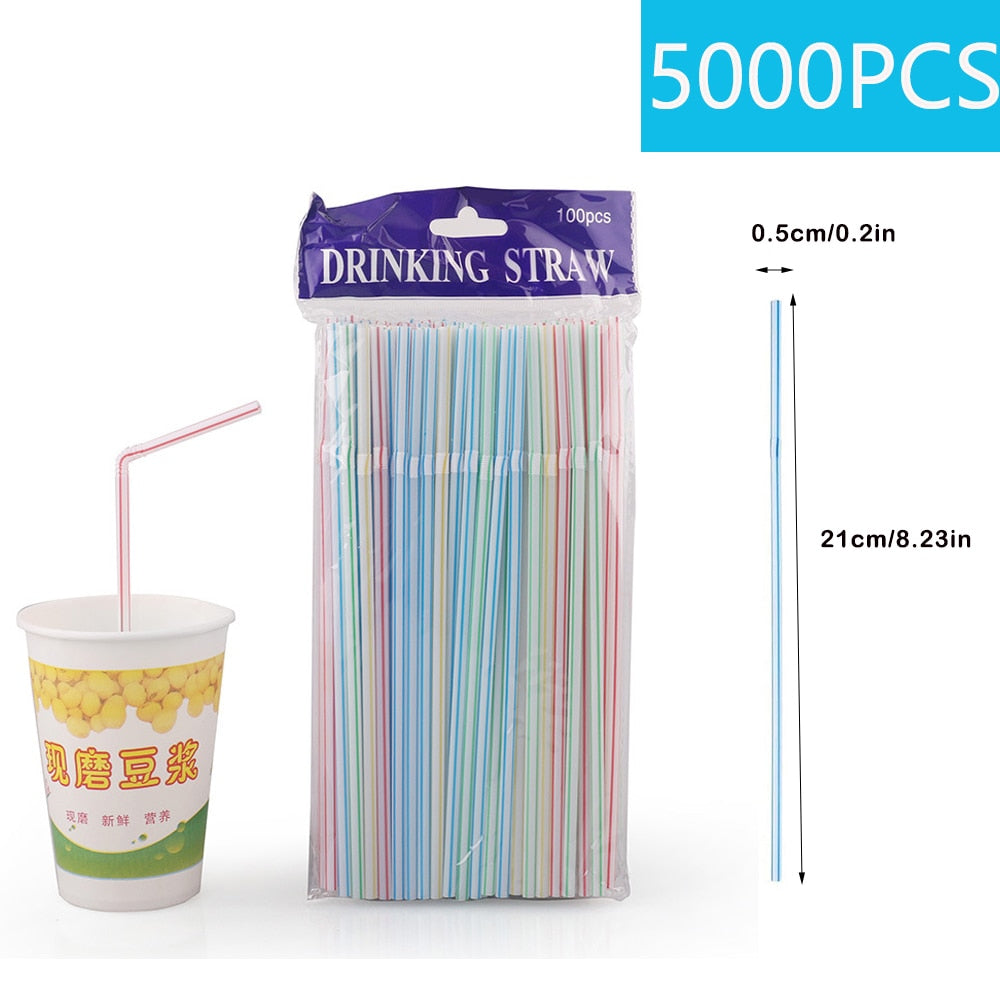 100/500/12000Pcs Multicolor Drinking Straws Rietjes Black Straw Cocktail Kitchen Wedding Bar Party Beverage Straws Accessories