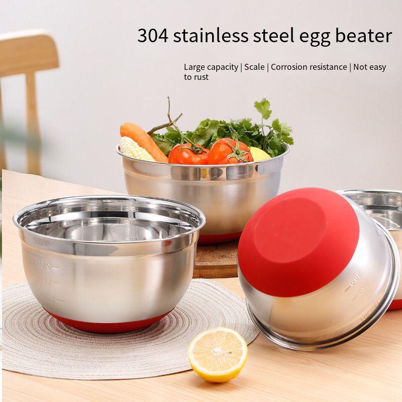 WePick BakingThickened 304 Cake Baking Bowl Stainless Steel Salad Bowl Multi-specification with Scale Egg Bowl Baking Supplies