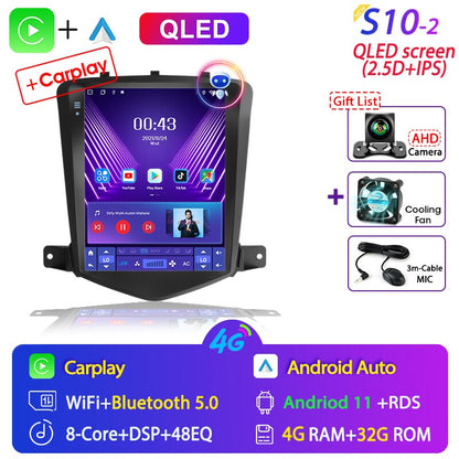 For Chevrolet Cruze 2008-2014 Carplay Android 11 Car Radio Multimedia Video Player Navigaion Head Unit Stereo 2Din Audio Speaker