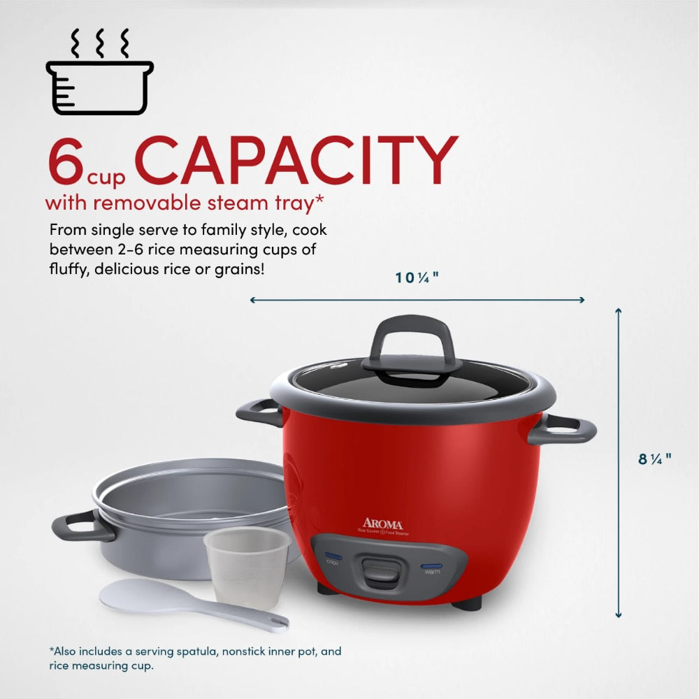 Aroma® 6-Cup (Cooked) / 1.5Qt. Rice Cooker &amp; Food Steamer Multifunctional Electric Pan Cookers Free Shipping Kitchen Appliances