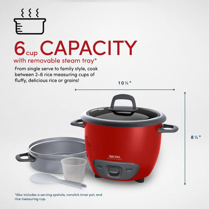 Aroma® 6-Cup (Cooked) / 1.5Qt. Rice Cooker &amp; Food Steamer Multifunctional Electric Pan Cookers Free Shipping Kitchen Appliances