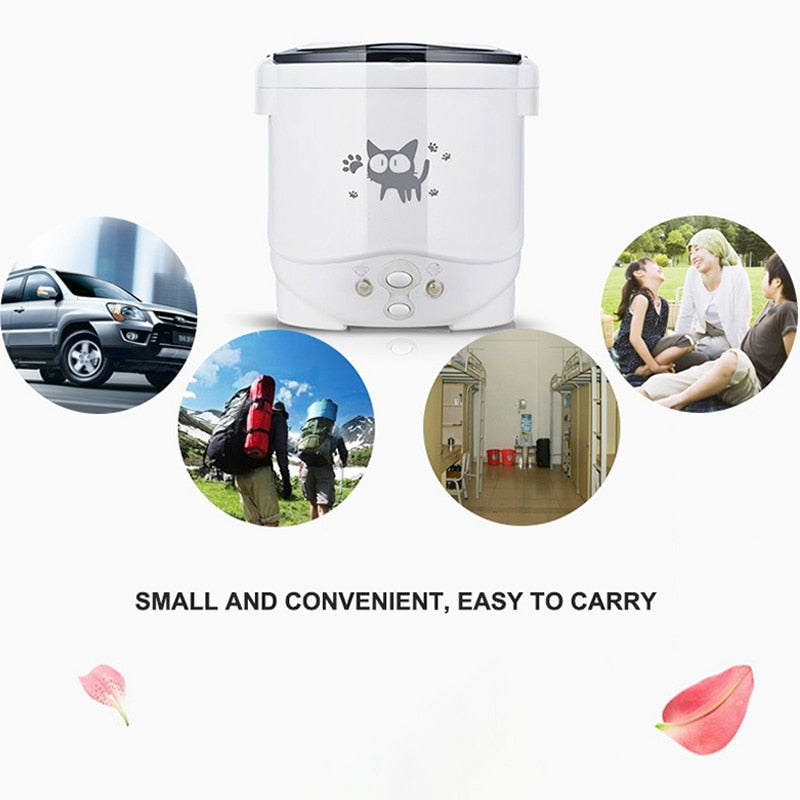 Car Mini Rice Cooker 12v 24V 220V Car Home Dual Use Self-driving Soup Porridge Portable Rice Cooker 24v Truck Smart Rice Cooker