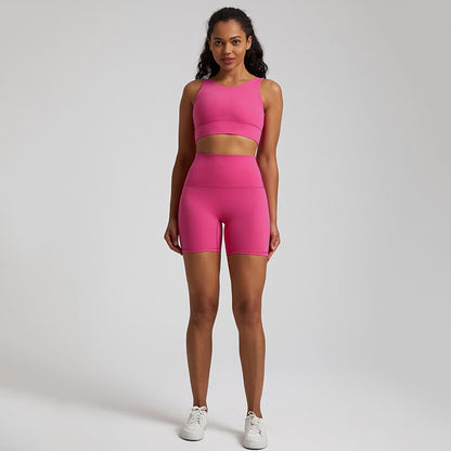 Seamless Yoga Set Gym Workout Clothes Two-piece Suit Women Running Fitness Set Sports Bra Top And High Waist Shorts Sportswear