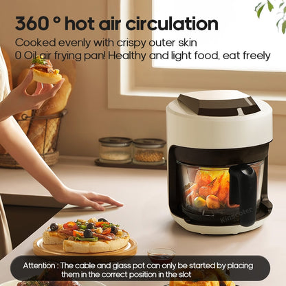 Electric Hot Glass Air Fryers Oven 12-in 1 2.5L White Air Fryers with Nonstick Basket Home Kitchen Appliances