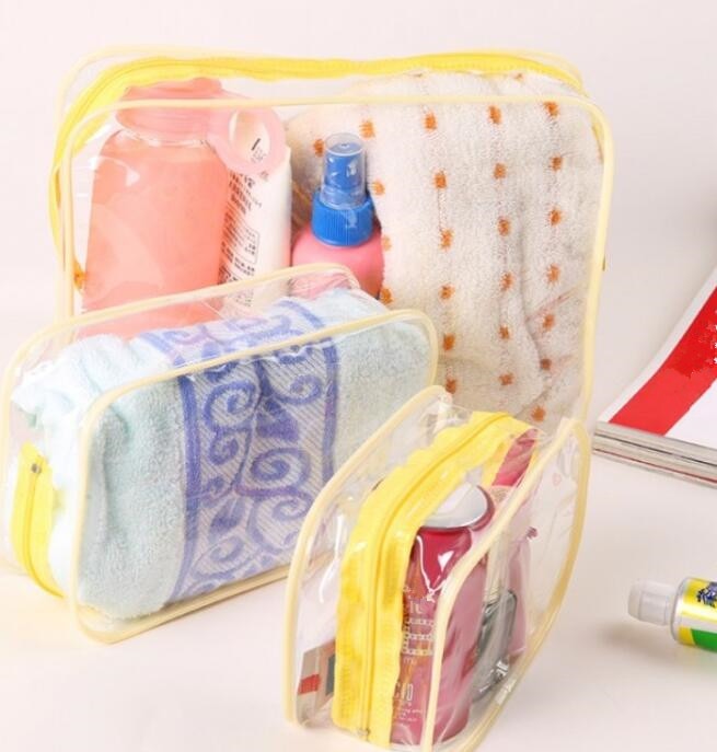 PVC Cosmetic Bag Lady Transparent Clear Zipper Black Makeup Bags Organizer Travel Bath Wash Make Up Case Toiletry Bags for Girls