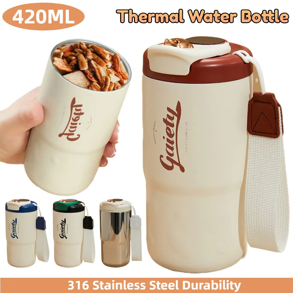 Stainless Steel Coffee Tumbler Thermos Mug With Straw Vacuum Flask Thermal Water Bottle Coffee Tea Cold Drink Water for Outdoor