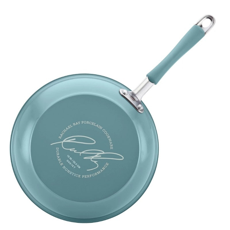 Rachael Ray Cucina Hard Enamel Nonstick Cookware and Prep Bowl Set, 18-Piece, Blue