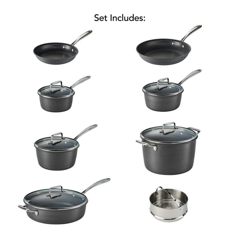 13 Piece Hard Anodized Aluminum Nonstick Cookware Set Silicone for air fryer in  in square cake pan Takoyaki pan Roti pan Baking