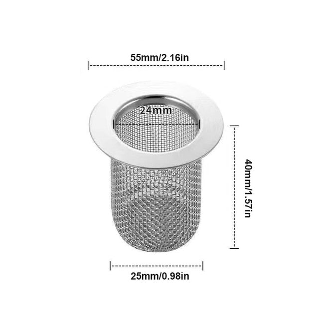 1PCS Kitchen Sink Filter Stainless Steel Mesh Sink Strainer Filter Bathroom Sink Strainer Drain Hole Filter Trap Waste Screen