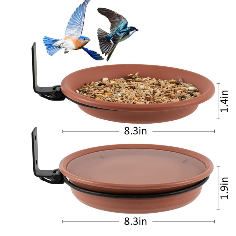 Wall Hanging Bird Feeder Bowl Tree Mounted Bird Bath Spa Include 2 Bird Trays Metal Rings and Screws