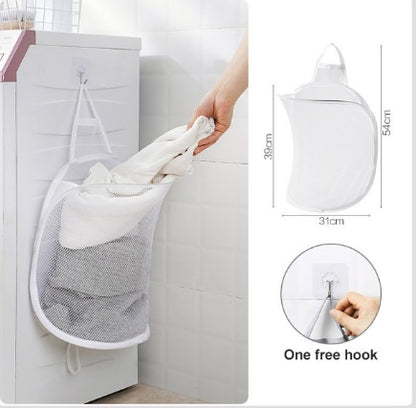 1pc Foldable Laundry Basket Dirty Clothes Bag Toys Storage Basket Net Storage Bags Large Capacity Hamper Organizer Bath Supplies