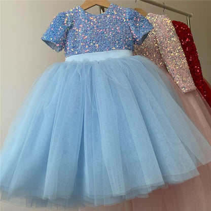 Girls Ruffles Princess Dress For Kids Wedding Elegant Party Tutu Prom Gown Children Birthday Pageant Communion Formal Vestidos