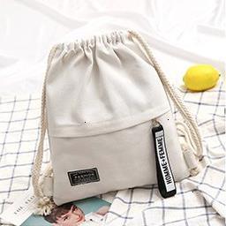 Canvas Drawsting Backpack Shoulder Bags For Women Female Solid Organizer Bags For Ipad Mobile Phone Zipper Outdoor Sports Bags