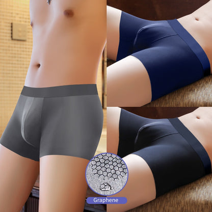 Brand 4PCS Men&#39;s Underwear Graphene 3A Antibacterial Underpants Ice Silk Men Boxer Shorts Moisture Absorbent Elastic Male Pantie