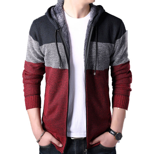 2022 Autumn Winter Men Hoodies Cardigan Men Striped Knitted Sweaters Mens Hoody Sweatercoats Brand Male Fleece Sweaters 3XL