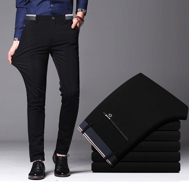 2022 Men&#39;s Spring Autumn Fashion Business Casual Long Pants Suit Pants Male Elastic Straight Formal Trousers Plus Big Size 28-40