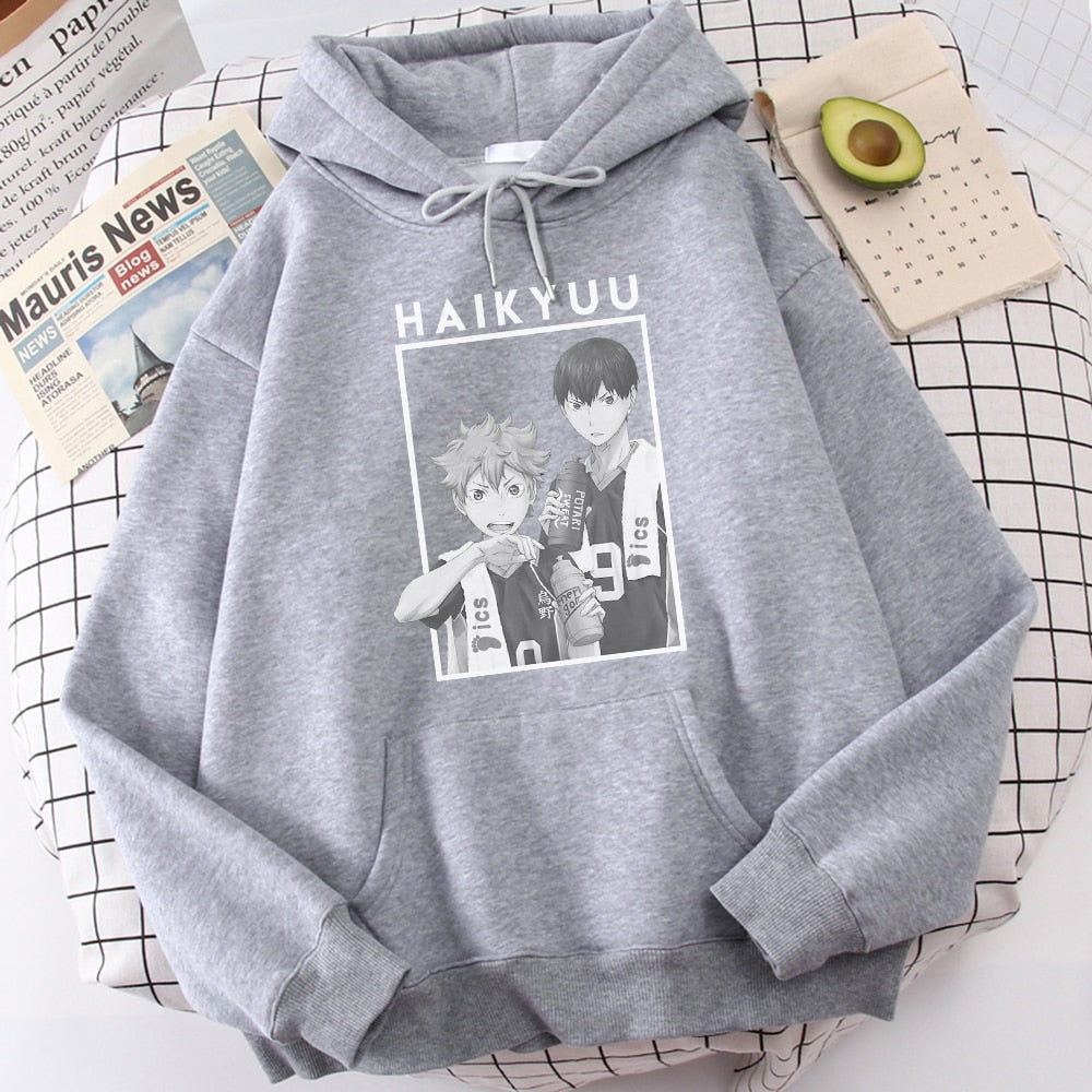 Hinata And Kageyama Haikyuu Streetwear Mens Casual Funny Hip Hop Hooded Japan Anime Hoodies Fly High Graphic Men Sweatshirts
