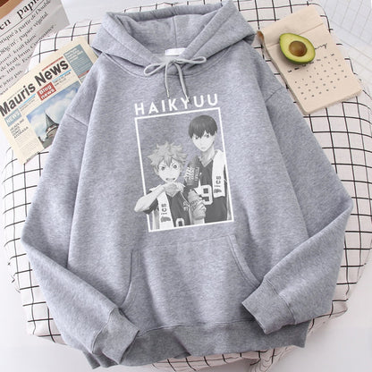 Hinata And Kageyama Haikyuu Streetwear Mens Casual Funny Hip Hop Hooded Japan Anime Hoodies Fly High Graphic Men Sweatshirts