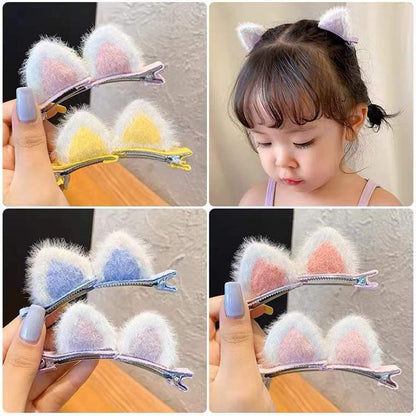 New Plush Cat Ears Hairpins Girls Cute Hair Clips Hair Accessories Women Sweet Barrettes Kids Fashion Ornaments Gift