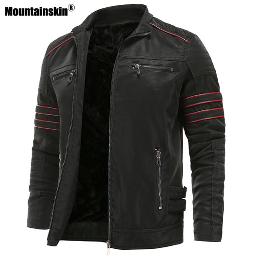 Mountainskin Men&#39;s Leather Jackets Autumn Winter Motorcycle PU Jacket Male Biker Leather Coats Mens Brand Clothing EU Size SA870