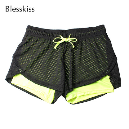 BLESSKISS Yoga Shorts Women Fitness Spandex Neon Elastic Lulu Summer Running Workout Short Leggings For Ladies Gym Sport Shorts