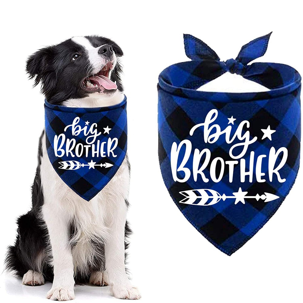 Big Brother Plaid Dog Bandana Pregnancy Announcement Dog Bandana Gender Reveal Photo Prop Pet Scarf Accessories Pet Scarves