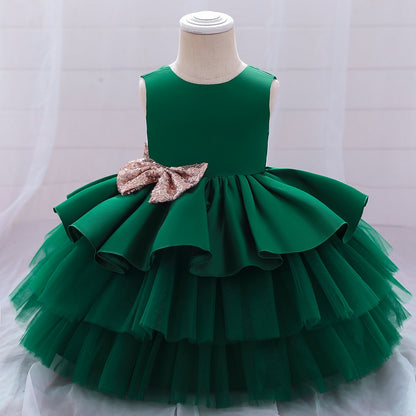 Princess Kids Baby Dress Sequin Bow Baby Girl Dress 1st Birthday Party Wedding Dress Baptism Dress For Girl Summer Dresses
