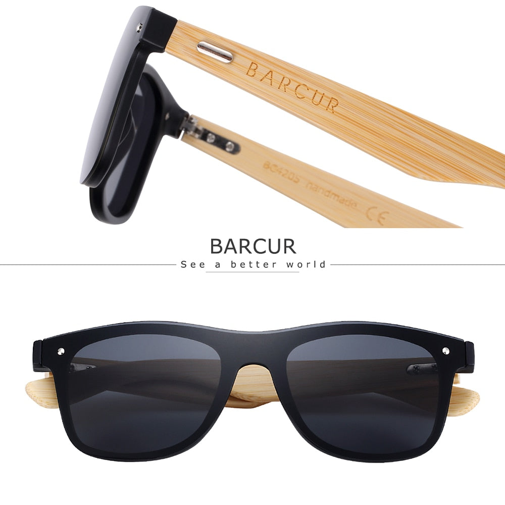 BARCUR Wood Glasses Bamboo Sunglasses Eyewear Accessories Female/Male Sunglasses Rimless for Men Glasses