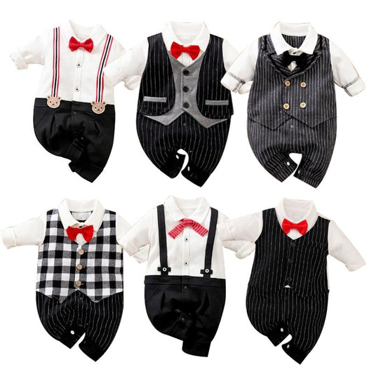 Newborn -2 Y Romper Gentleman Long Sleeve Outfits Cotton Baby Boy Clothes Toddler Costume Jumpsuits For 0-24M birthday party