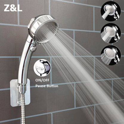Universal Bath Showerhead High Pressure Rain Three Modes Adjustable Water Saving Luxury Home Hotel Sprayer Bathroom Shower Head