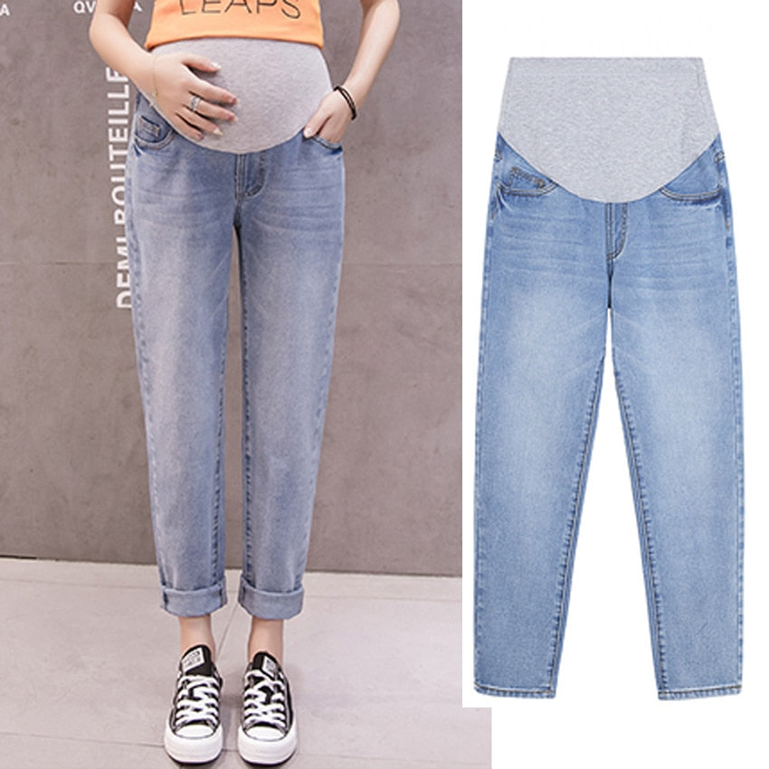 Pregnancy Abdominal Pants Boyfriend Jeans Maternity Pants For Pregnant Women Clothes High Waist Trousers Loose Denim Jeans