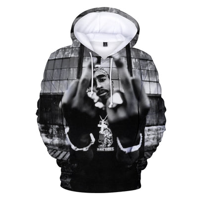 Hip Hop 2pac 3d Hoodie Sweatshirt Men Autumn Winter Pullovers Print Rapper Tupac Hoodies Long Sleeve Tops Black Hooded Hoodies