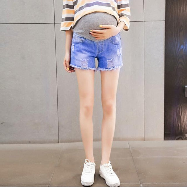 Pregnant Women&#39;s Shorts Summer Wear Low-Waisted Denim Shorts Summer Wear New Spring Loose Pants for Pregnant Clothes