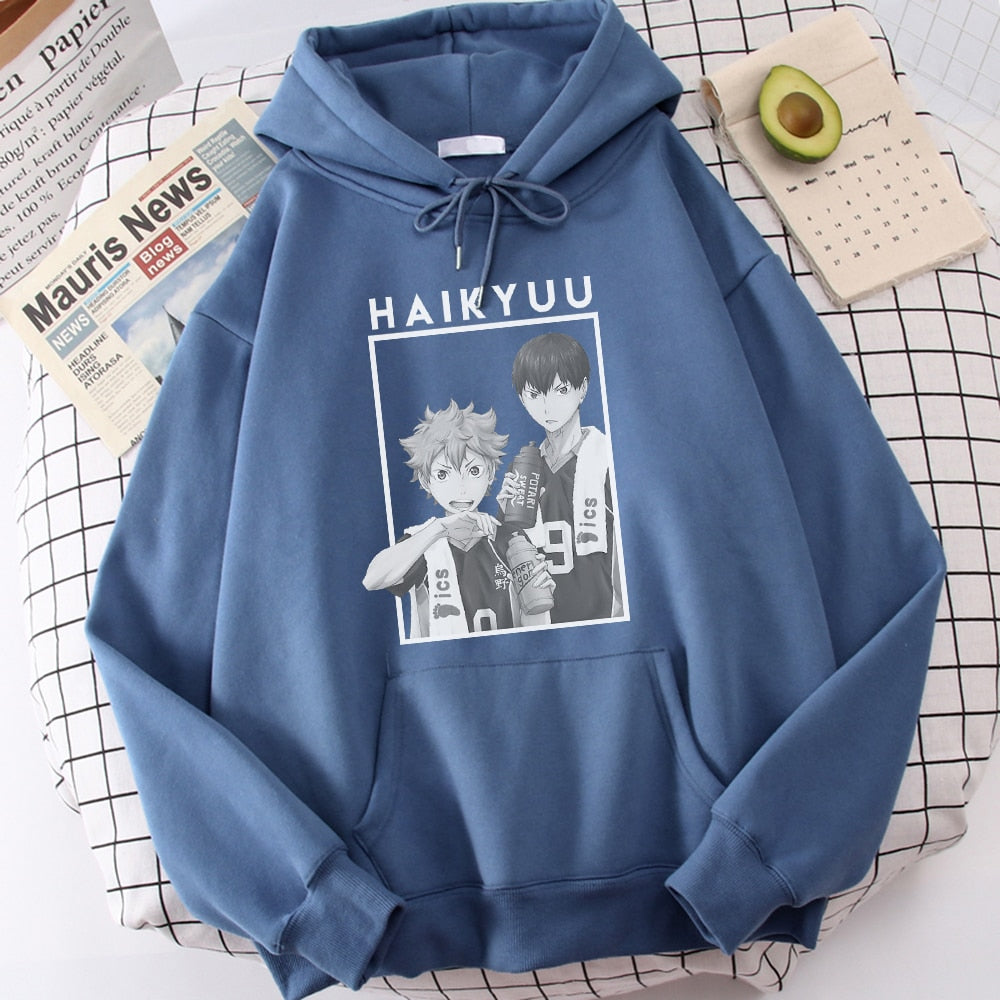 Hinata And Kageyama Haikyuu Streetwear Mens Casual Funny Hip Hop Hooded Japan Anime Hoodies Fly High Graphic Men Sweatshirts