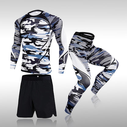 3 Pcs Set Men&#39;s Workout Sports Suit Gym Fitness Compression Clothes Running Jogging Sport Wear Exercise Rashguard Men