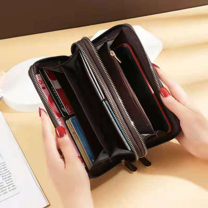 Women&#39;s wallet fashion Ladies mobile phone bag long printing new clutch bag star Double zipper hand strap bag Multiple color 697