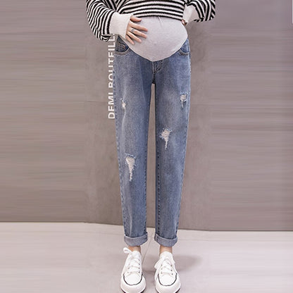 Pregnancy Abdominal Pants Boyfriend Jeans Maternity Pants For Pregnant Women Clothes High Waist Trousers Loose Denim Jeans