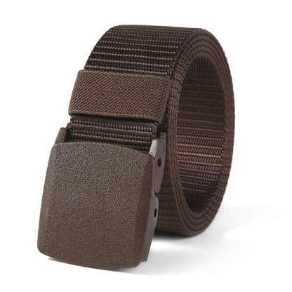 ZLY 2021 New Fashion Canvas Belt Men Women Unisex Outdoor Tactical Plastic Buckle Solid Trend Hiking Waistband Casual Hot Sell