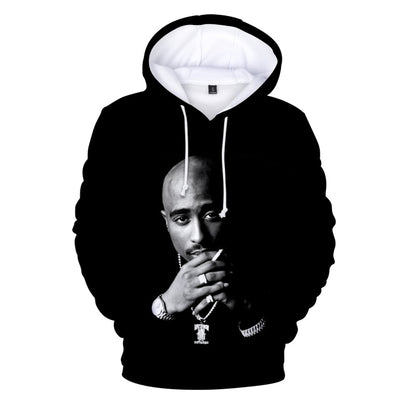 Hip Hop 2pac 3d Hoodie Sweatshirt Men Autumn Winter Pullovers Print Rapper Tupac Hoodies Long Sleeve Tops Black Hooded Hoodies