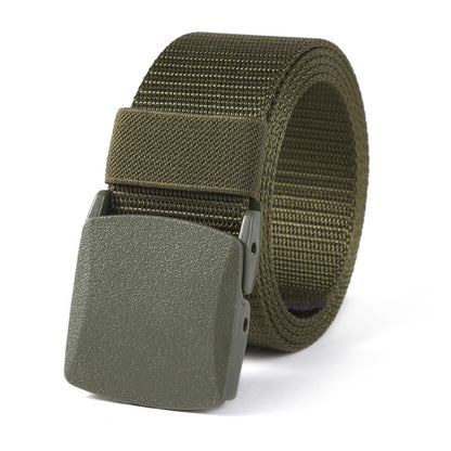 ZLY 2021 New Fashion Canvas Belt Men Women Unisex Outdoor Tactical Plastic Buckle Solid Trend Hiking Waistband Casual Hot Sell