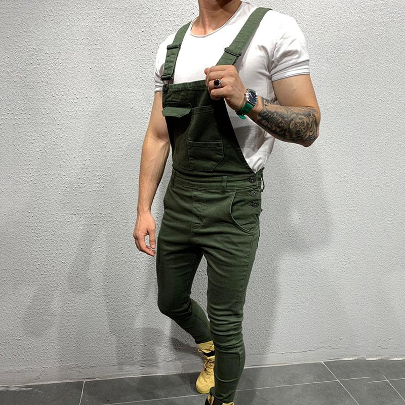 Mens Jeans Overalls Denim Dungaree Bib Overalls Jumpsuits Male Jumpsuits Cargo Work Pants Trousers Male Casual Moto Biker Pants