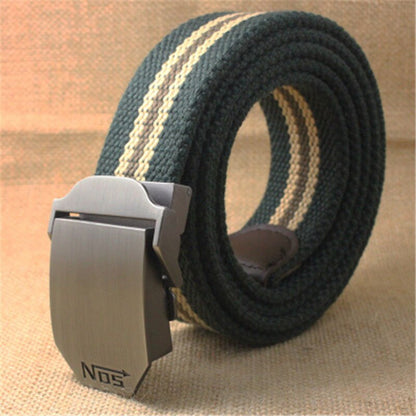 2022 Men Weave Canvas belt mens  waist belt Casual Brand Cargo Belts Young student Automatic Buckle-Belt Male Tactical Belt