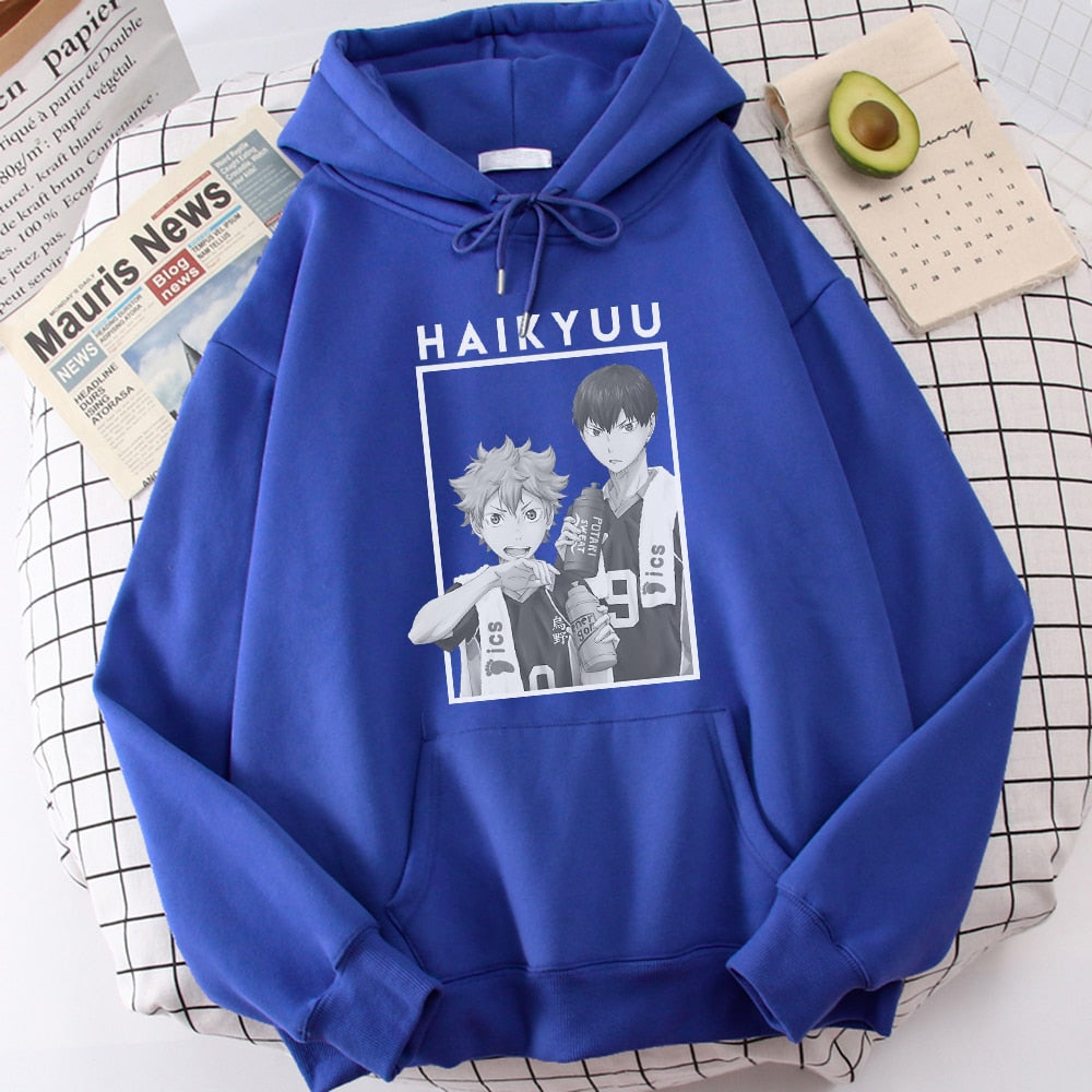 Hinata And Kageyama Haikyuu Streetwear Mens Casual Funny Hip Hop Hooded Japan Anime Hoodies Fly High Graphic Men Sweatshirts