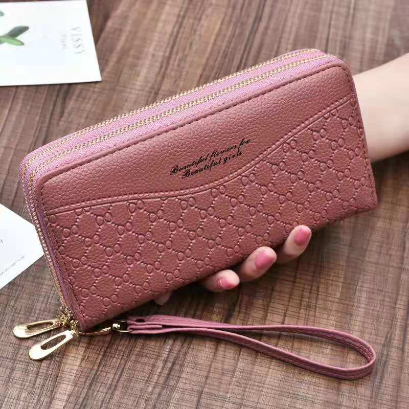 Women&#39;s wallet fashion Ladies mobile phone bag long printing new clutch bag star Double zipper hand strap bag Multiple color 697