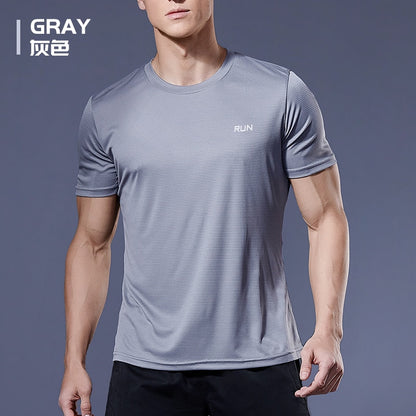 2023 Polyester Gym Shirt Sport T Shirt Men Short Sleeve Running Shirt Men Workout Training Tees Fitness Top Sport T-shirt