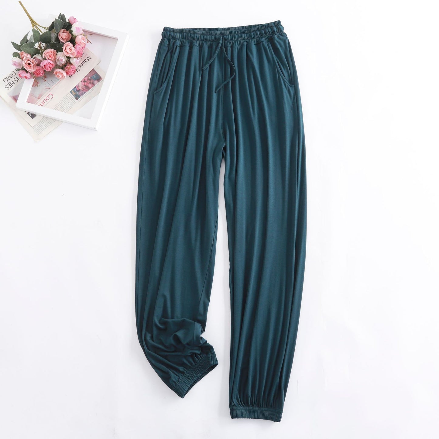 Pantalon Pour Femme New Autumn Winter Modal Women's Pajamas Pant Home Wear Sleep Bottoms Wide Leg Trousers 13 Colors