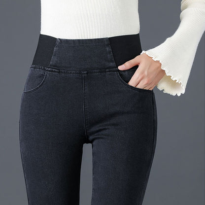 Oversize 38 Elastic High Waist Skinny Jeans Women Spring Slim Stretch Denim Pants Vintage Pencil Vaqueros Mom Pantalones Mujer